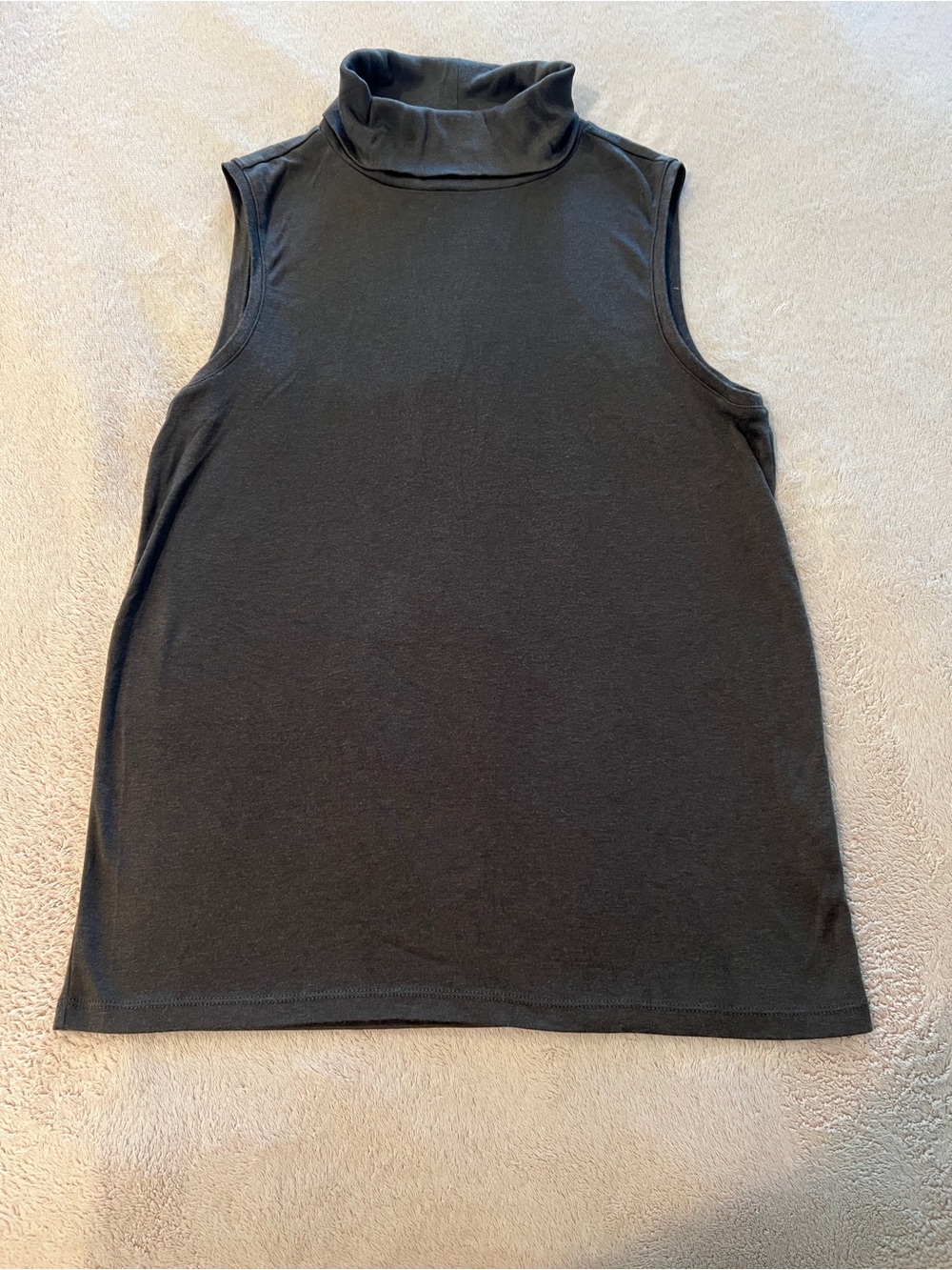 Banana Republic Sleeveless Turtleneck Charcoal Gray Jersey Shirt Large